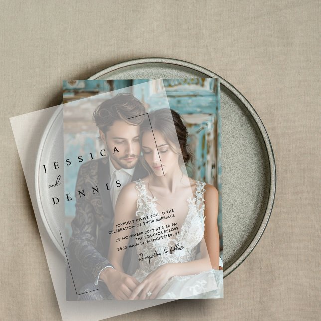 Modern Minimalist Elegant Script Wedding Vellum Invitations (Creator Uploaded)