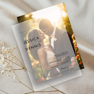 Modern Minimalist Elegant Script Wedding Vellum Invitations