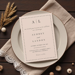 Modern Minimalist Elegant Simple Beige Wedding Invitation