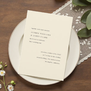 Modern Minimalist Elegant Simple Cream Wedding Invitation