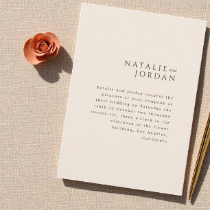 Modern Minimalist Elegant Simple Cream Wedding Invitation