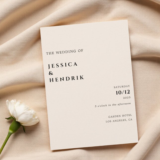 Modern Minimalist Elegant Simple Cream Wedding Invitation (Creator Uploaded)