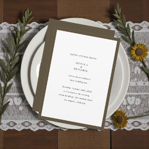 Modern Minimalist Elegant Simple Espresso Wedding Invitation