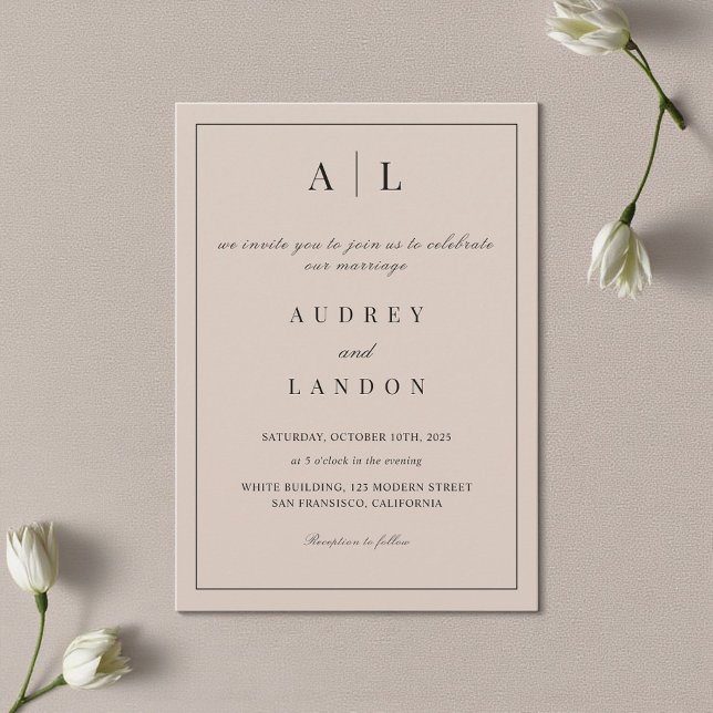 Modern Minimalist Elegant Simple Ivory Wedding Invitation (Creator Uploaded)