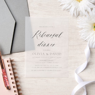 Modern Minimalist Elegant Simple Rehearsal Dinner Vellum Invitations