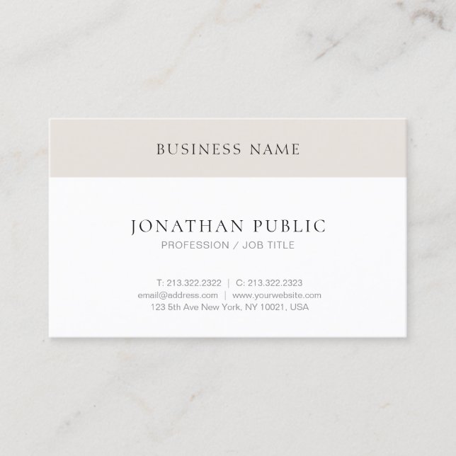 Modern Minimalist Elegant Simple Trendy Template Business Card (Front)