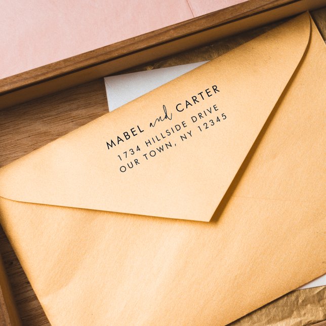 Modern Minimalist Elegant Simple Wedding Couple Self-inking Stamp (Creator Uploaded)