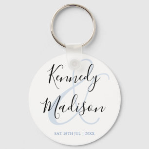 Modern Minimalist 🤵 Elegant Simple Wedding Key Ring