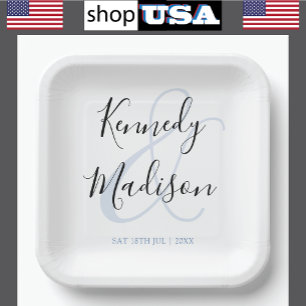 Modern Minimalist 🤵 Elegant Simple Wedding Paper Plate