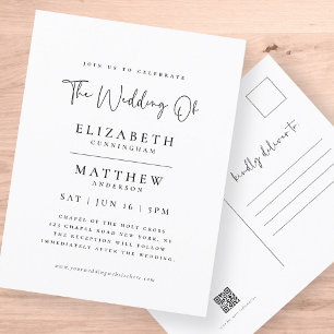 Modern Minimalist Elegant Simple Wedding Postcard