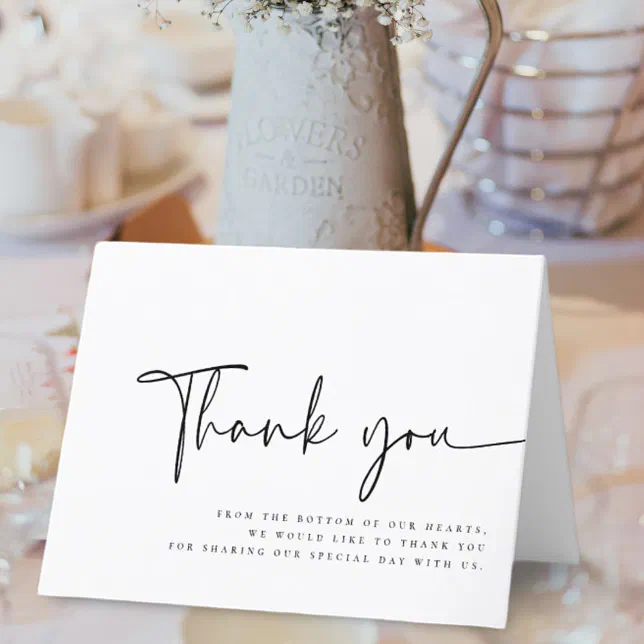 Modern Minimalist Elegant Simple Wedding Thank You Card | Zazzle