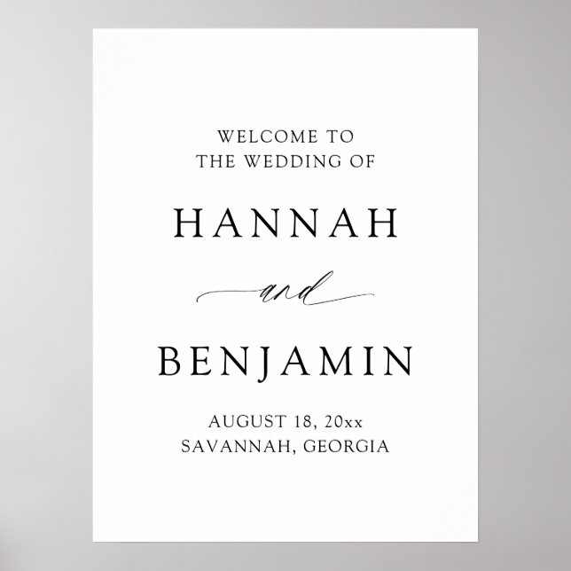 Modern Minimalist Elegant Simple Wedding Welcome Poster (Front)
