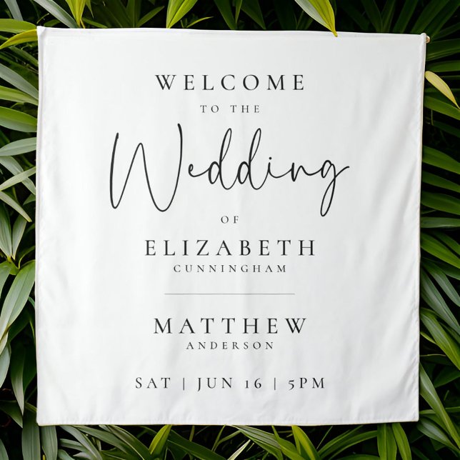 Modern Minimalist Elegant Simple Wedding Welcome Tapestry (Creator Uploaded)