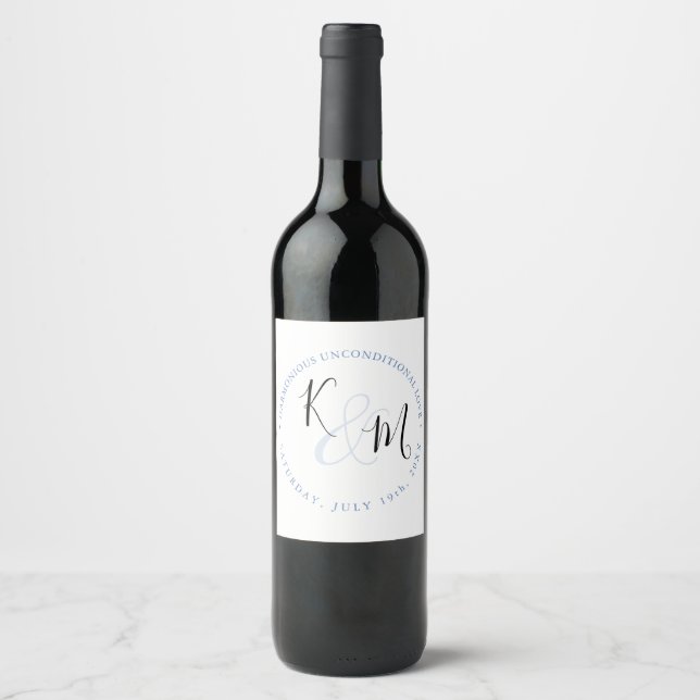 Modern Minimalist 🤵 Elegant Simple Wedding  Wine Label (Front)