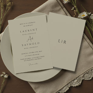 Modern Minimalist Elegant Taupe Wedding Invitation