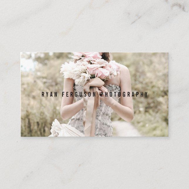 Modern minimalist elegant teal photography photo business card (Front)