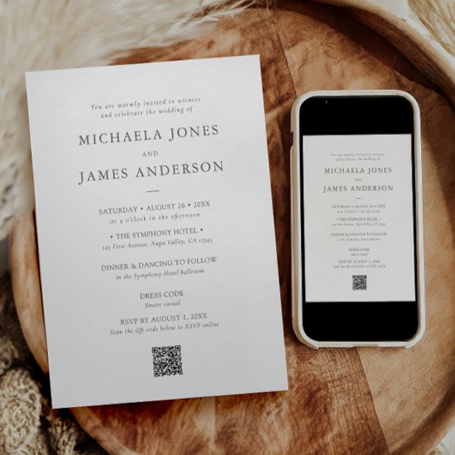 Modern Minimalist Elegant Typography Wedding Invitation (Creator Uploaded)