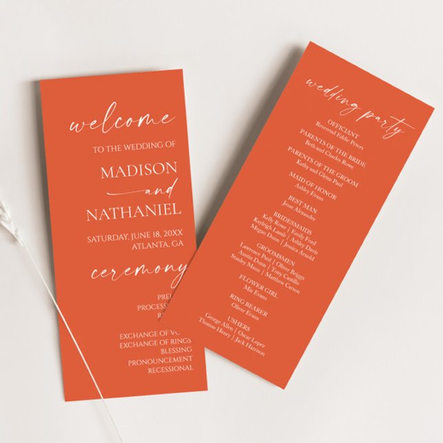 Modern Minimalist Elegant Verona Sunset Wedding Program (Creator Uploaded)