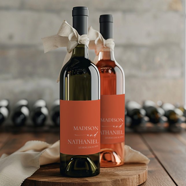 Modern Minimalist Elegant Verona Sunset Wedding Wine Label (Creator Uploaded)