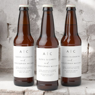 Modern Minimalist Elegant Wedding Beer Bottle Label