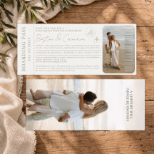 Modern Minimalist Elegant Wedding Boarding Pass