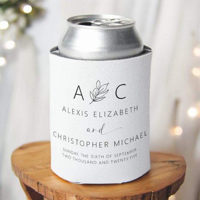 Modern Minimalist Elegant Wedding Can Cooler (Creator Uploaded)