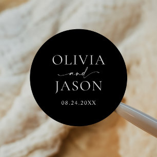 Modern Minimalist Elegant Wedding Classic Round Sticker