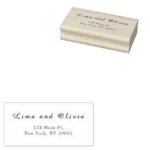 Modern Minimalist Elegant Wedding Couple Address Rubber Stamp