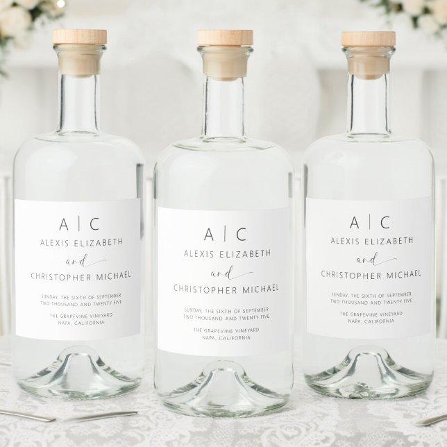 Modern Minimalist Elegant Wedding Liquor Bottle Label (Creator Uploaded)