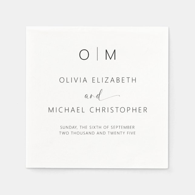Modern Minimalist Elegant Wedding Napkin (Front)