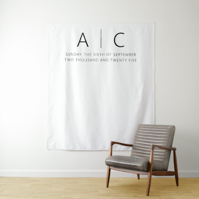 Modern Minimalist Elegant Wedding Tapestry (In Situ)