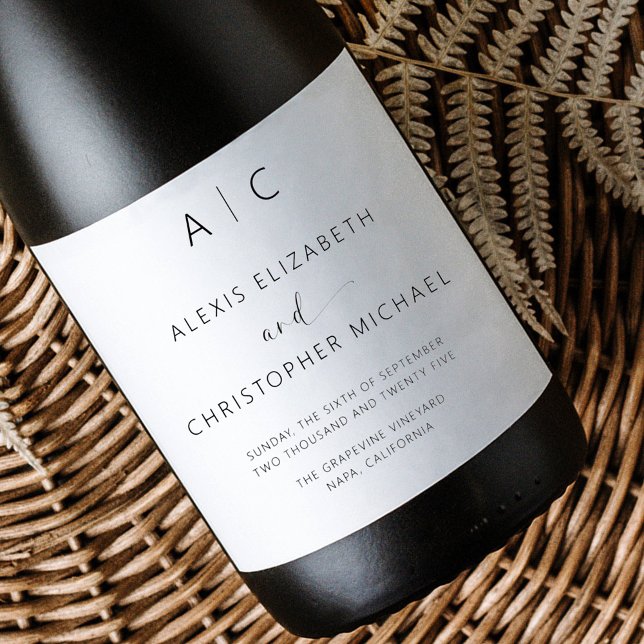 Modern Minimalist Elegant Wedding Wine Label (Creator Uploaded)