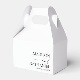 Modern Minimalist Elegant White Black Wedding Favour Box