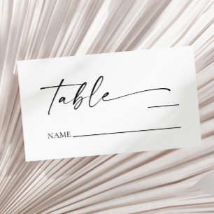 Modern Minimalist Elegant White Black Wedding Place Card