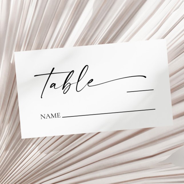 Modern Minimalist Elegant White Black Wedding Place Card (Creator Uploaded)