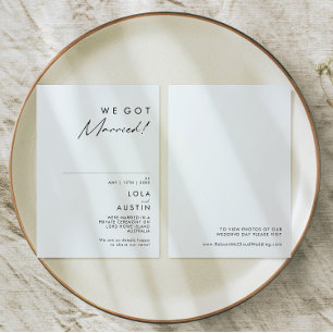 Modern Minimalist Elopement Announcement