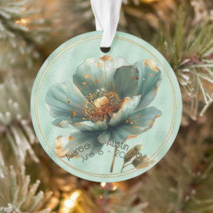 Modern Minimalist Emerald Gold Wedding Ornament