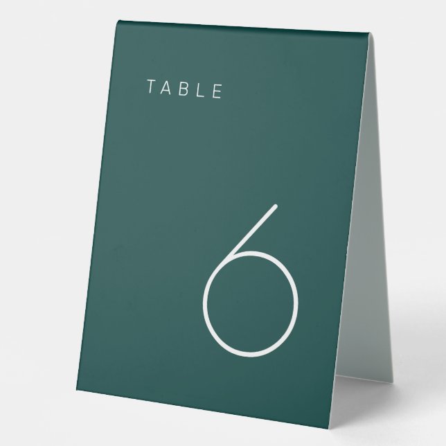 Modern Minimalist Emerald Green Table Number (Front)