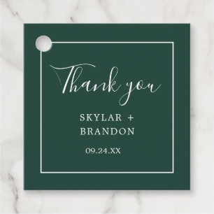 Modern Minimalist Emerald Green Thank You Favour Tags