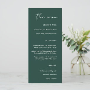 Modern Minimalist Emerald Green Wedding Menu