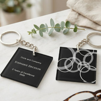 Modern minimalist employee award corporate service key ring