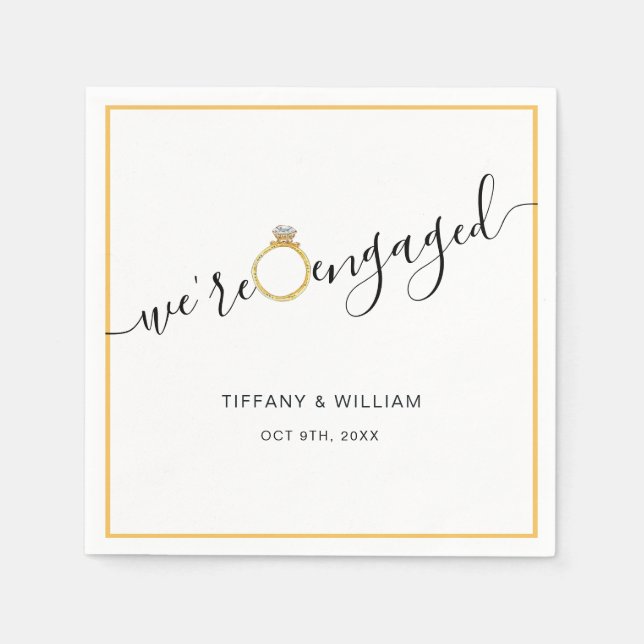 Modern minimalist engagement party napkin (Front)
