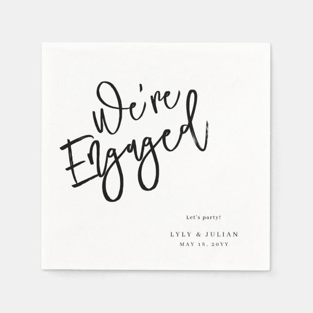 Modern Minimalist Engagement Party Napkins (Front)