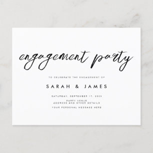 Modern Minimalist Engagement Party Postcard
