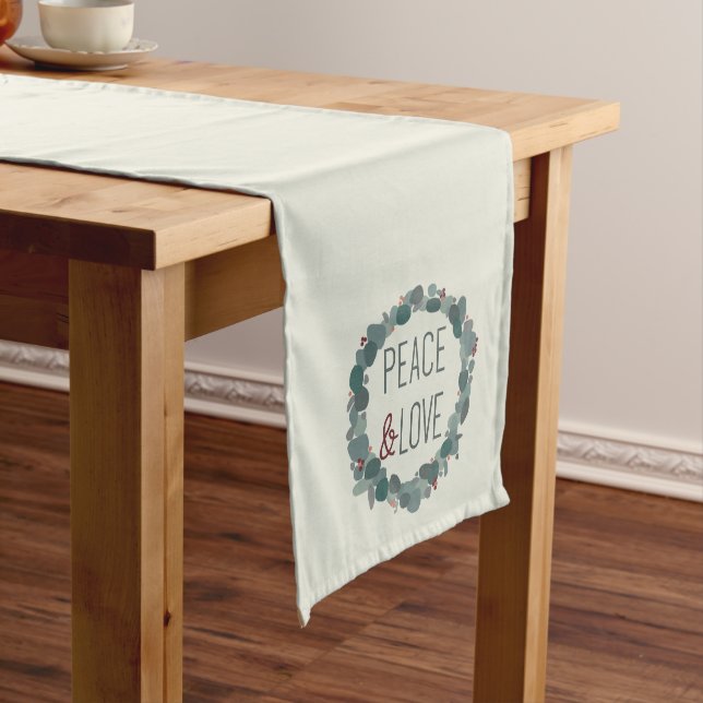 Modern minimalist eucalyptus wreath long table runner (In Situ)
