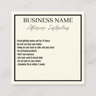 Modern Minimalist Eyelashes Aftercare Card