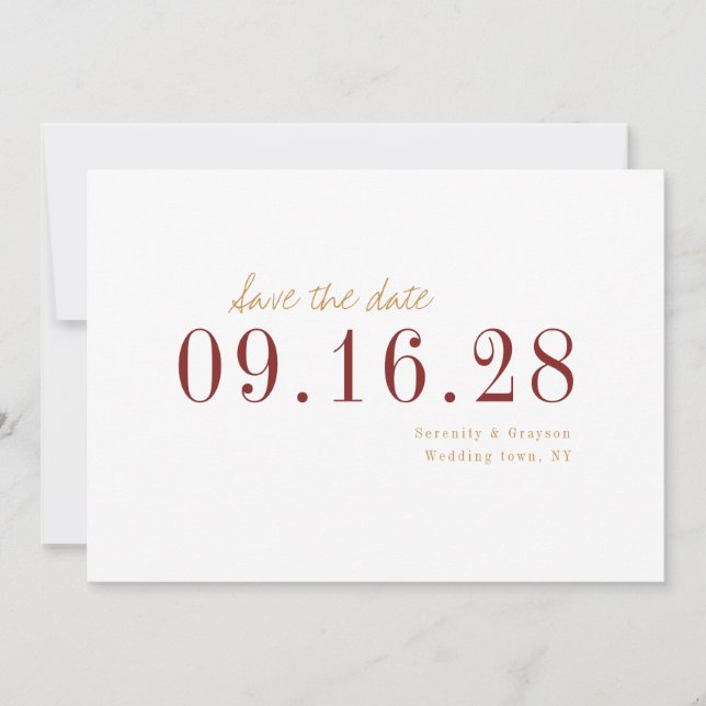 Modern minimalist fall wedding save the date (Front)