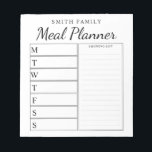 Modern Minimalist Family Meal Planner Notepad<br><div class="desc">Personalised Family Weekly Meal Planner. Create a custom meal planner for your family kitchen. Space to write meal plans for each day of the week. Also add groceries and more to the shopping list organiser. Features modern minimalist black and white design and pretty calligraphy script.</div>