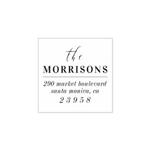Modern Minimalist Family Name Return Address Rubber Stamp