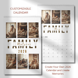 Modern Minimalist Family Photo Calendar 2026